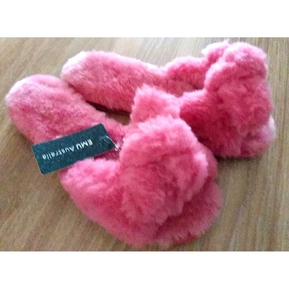 EMU AUSTRALIA Naledi Bow Sheepskin Slide Slippers Mineral Red Size 9 Shoes   NWT - Picture 7 of 15
